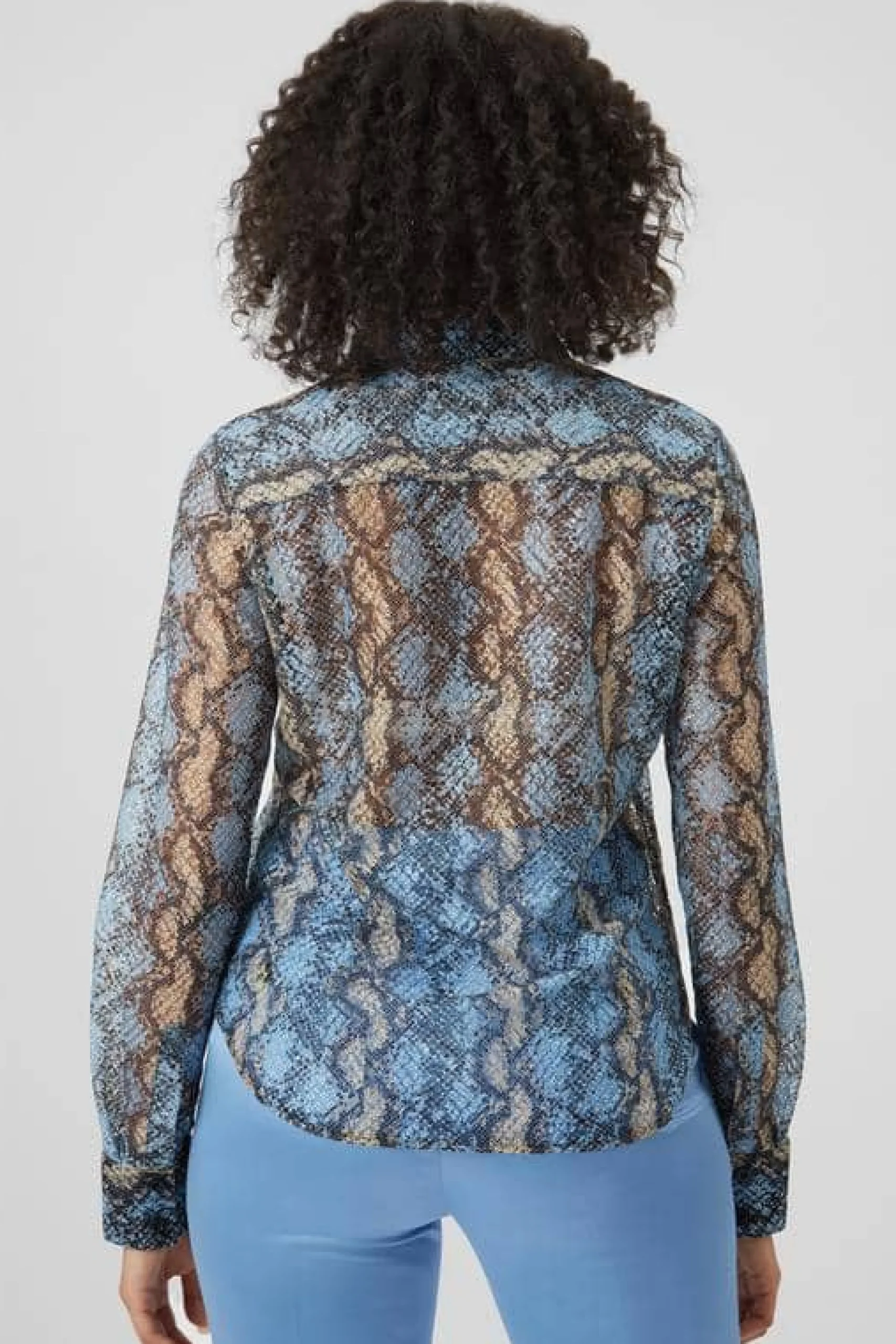Woman|Twisted Tailor Lopez Skinny Fit Grey Snake Print Shirt
