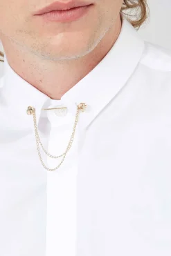 Style·Plain Shirts|Occasion·Formal Shirts|Twisted Tailor Lynton Skinny Fit White Collar Bar Cotton Shirt