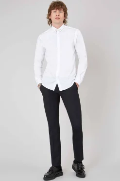 Style·Plain Shirts|Occasion·Formal Shirts|Twisted Tailor Lynton Skinny Fit White Collar Bar Cotton Shirt