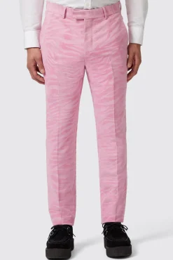 Trousers·Party Trousers|Twisted Tailor Magnussen Slim Fit Pink Flocked Trousers