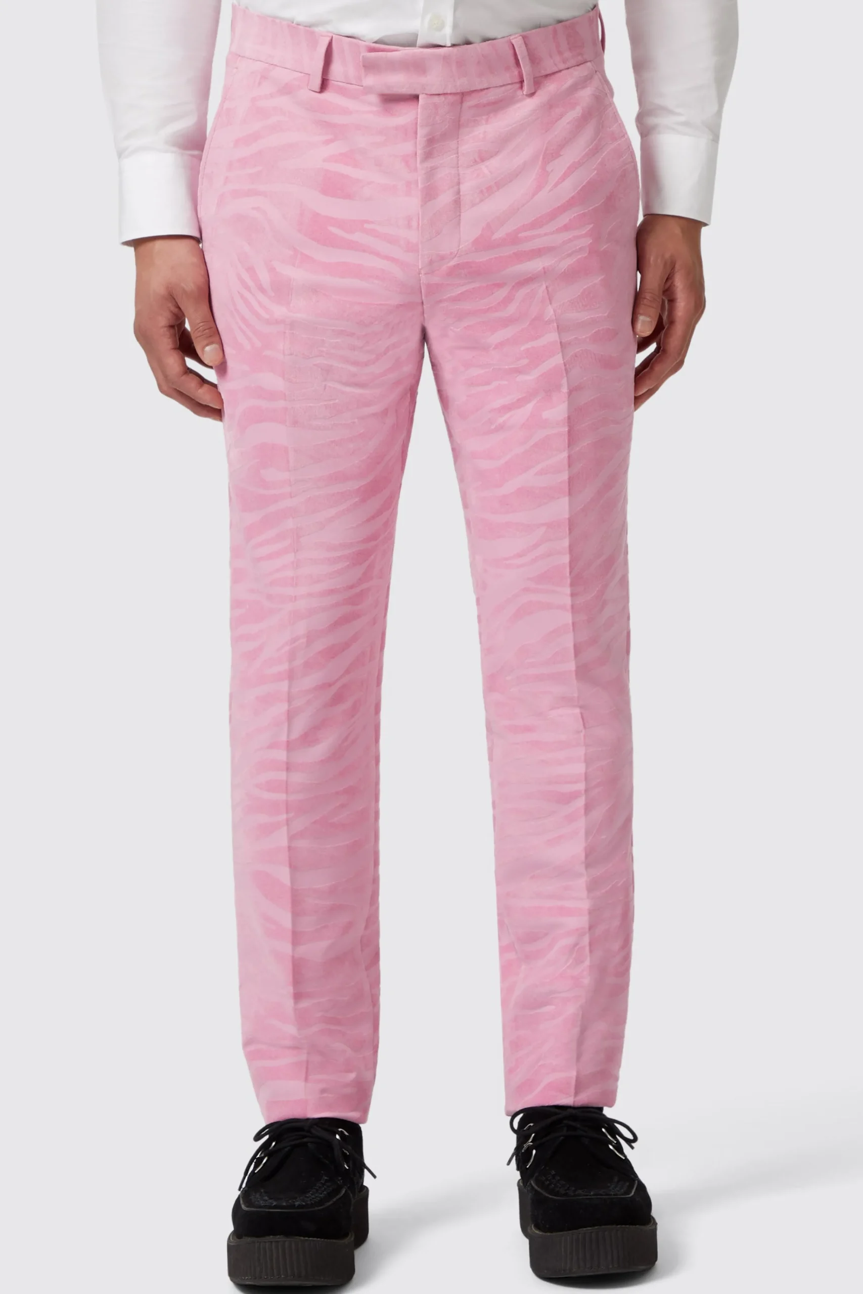 Trousers·Party Trousers|Twisted Tailor Magnussen Slim Fit Pink Flocked Trousers