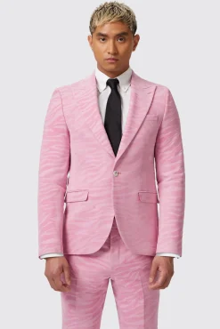 Jackets·Party Jackets|Twisted Tailor Magnussen Slim Fit Pink Flocked Jacket