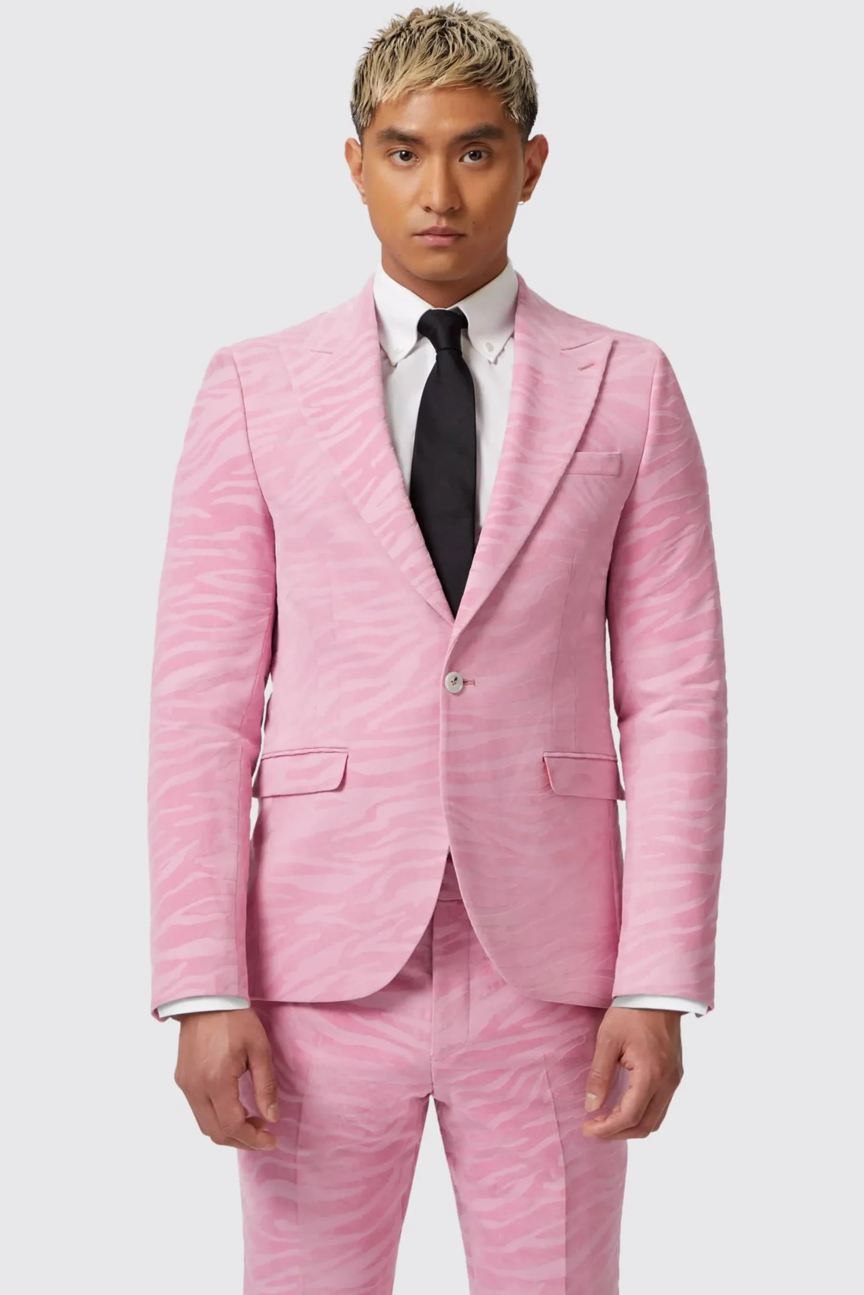 Jackets·Party Jackets|Twisted Tailor Magnussen Slim Fit Pink Flocked Jacket