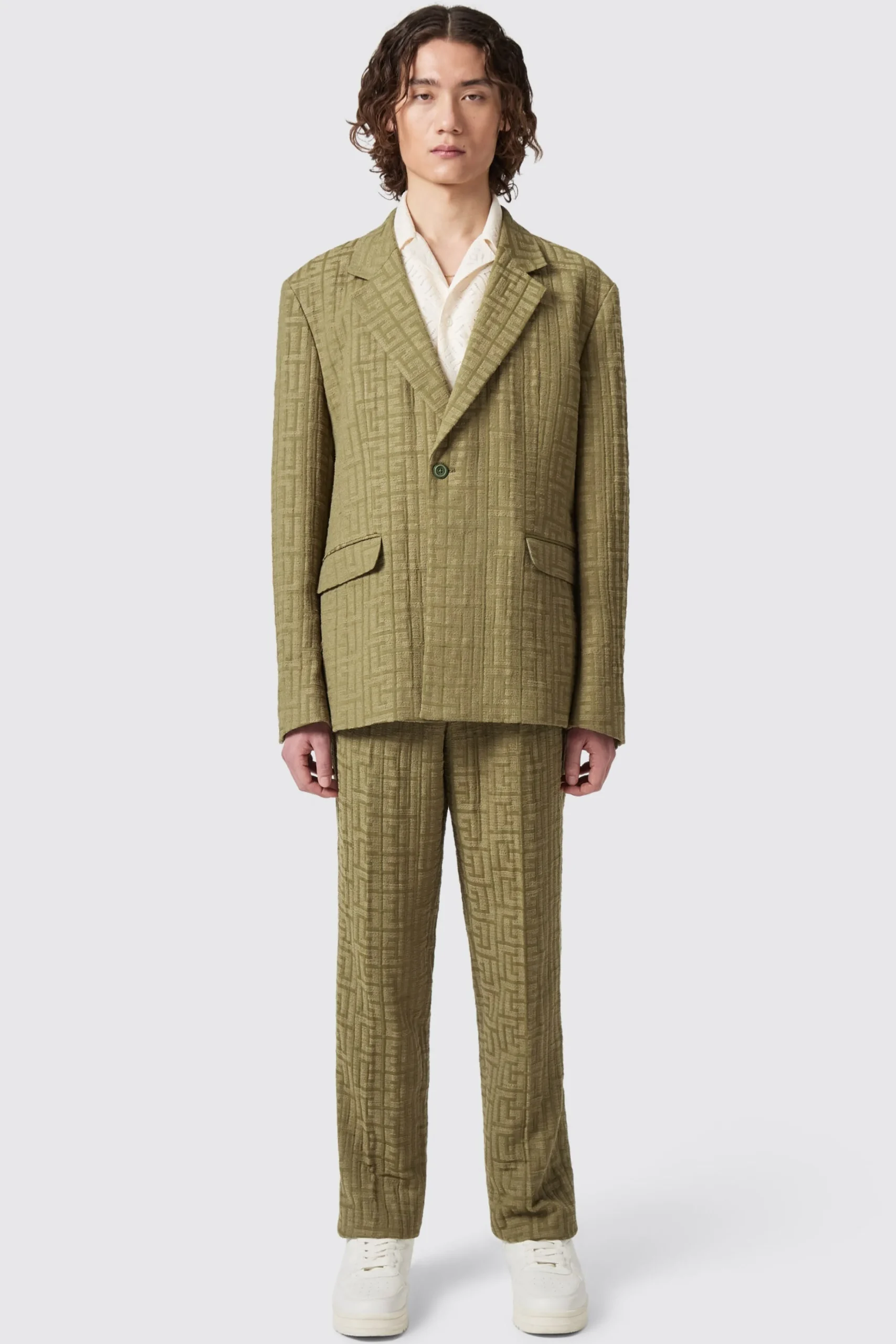 Unisex|Occasion·Back To It|Twisted Tailor Malacia Oversized Green Jacquard Suit