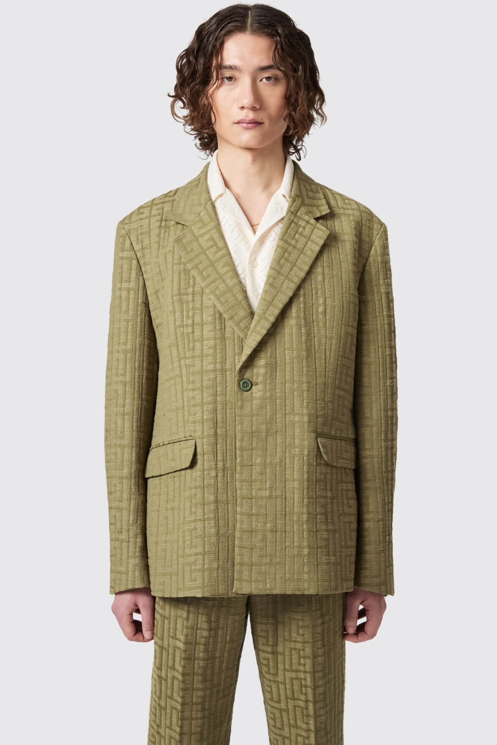 Unisex|Occasion·Back To It|Twisted Tailor Malacia Oversized Green Jacquard Suit