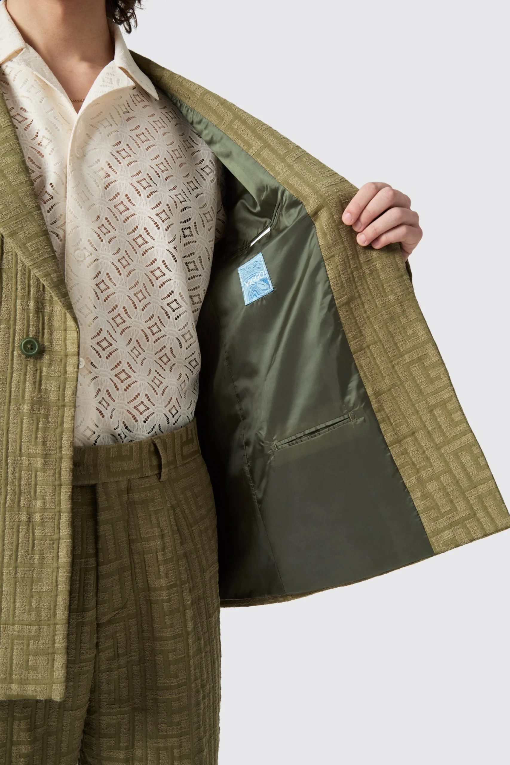 Unisex|Occasion·Back To It|Twisted Tailor Malacia Oversized Green Jacquard Suit