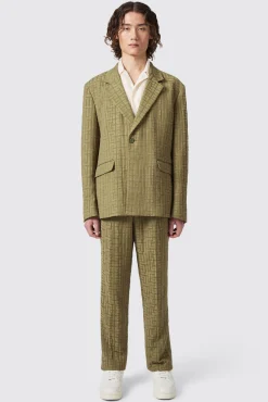 Unisex|Twisted Tailor Malacia Oversized Green Jacquard Jacket