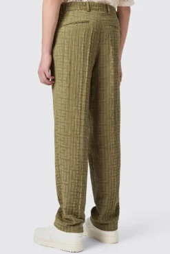 Unisex|Trousers·Casual Trousers|Twisted Tailor Malacia Oversized Green Jacquard Trousers