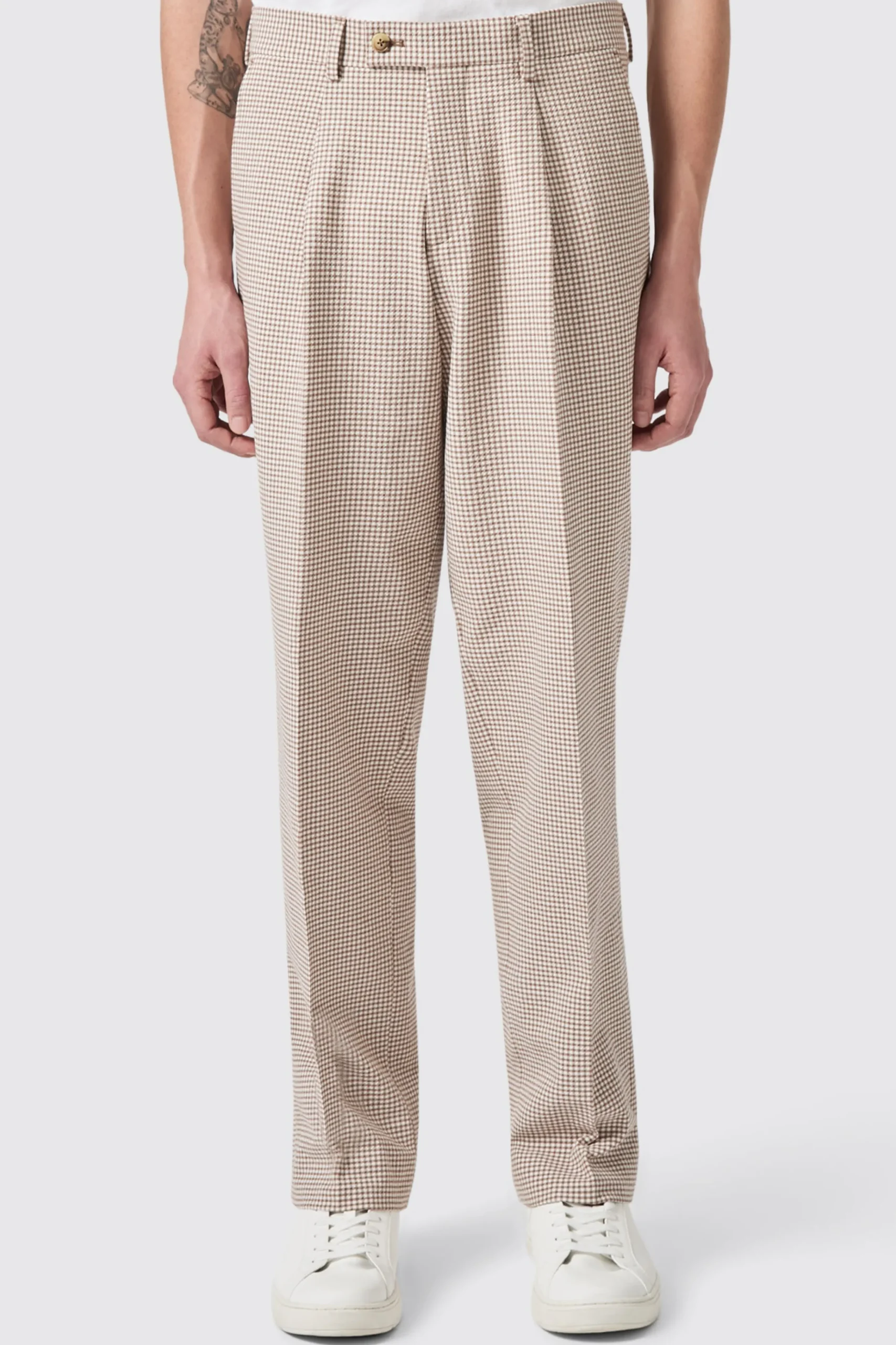 Unisex|Twisted Tailor Maldini Oversized Brown Check Trousers