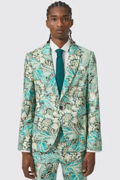 Jackets·Floral Jackets|Twisted Tailor Morris Slim Fit Floral Green Jacket