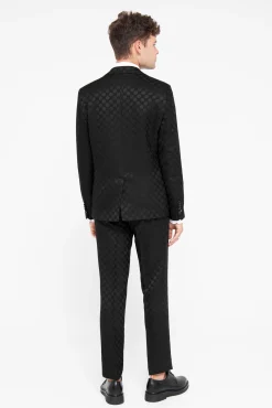 Trousers·Casual Trousers|Twisted Tailor Papatya Slim Fit Black Jacquard Trousers