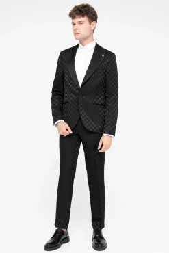Style·Bold Prints|Occasion·Back To It|Twisted Tailor Papatya Slim Fit Black Jacquard Suit