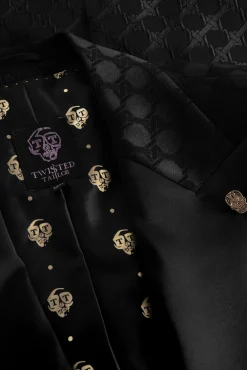 Style·Bold Prints|Occasion·Back To It|Twisted Tailor Papatya Slim Fit Black Jacquard Suit