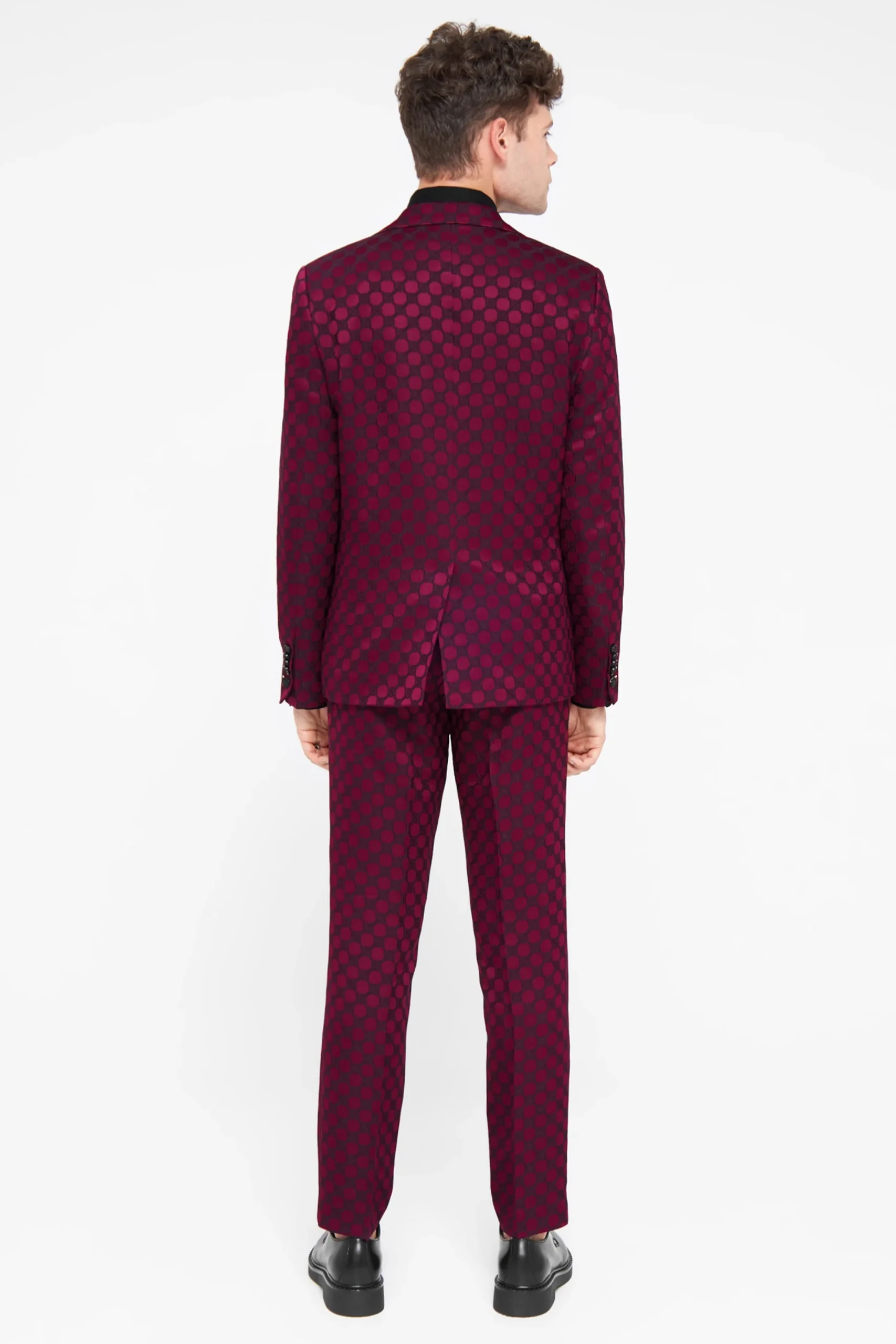 Trousers·Casual Trousers|Twisted Tailor Papatya Slim Fit Burgundy Jacquard Trousers