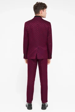 Style·Bold Prints|Occasion·Party Suits|Twisted Tailor Papatya Slim Fit Burgundy Jacquard Suit