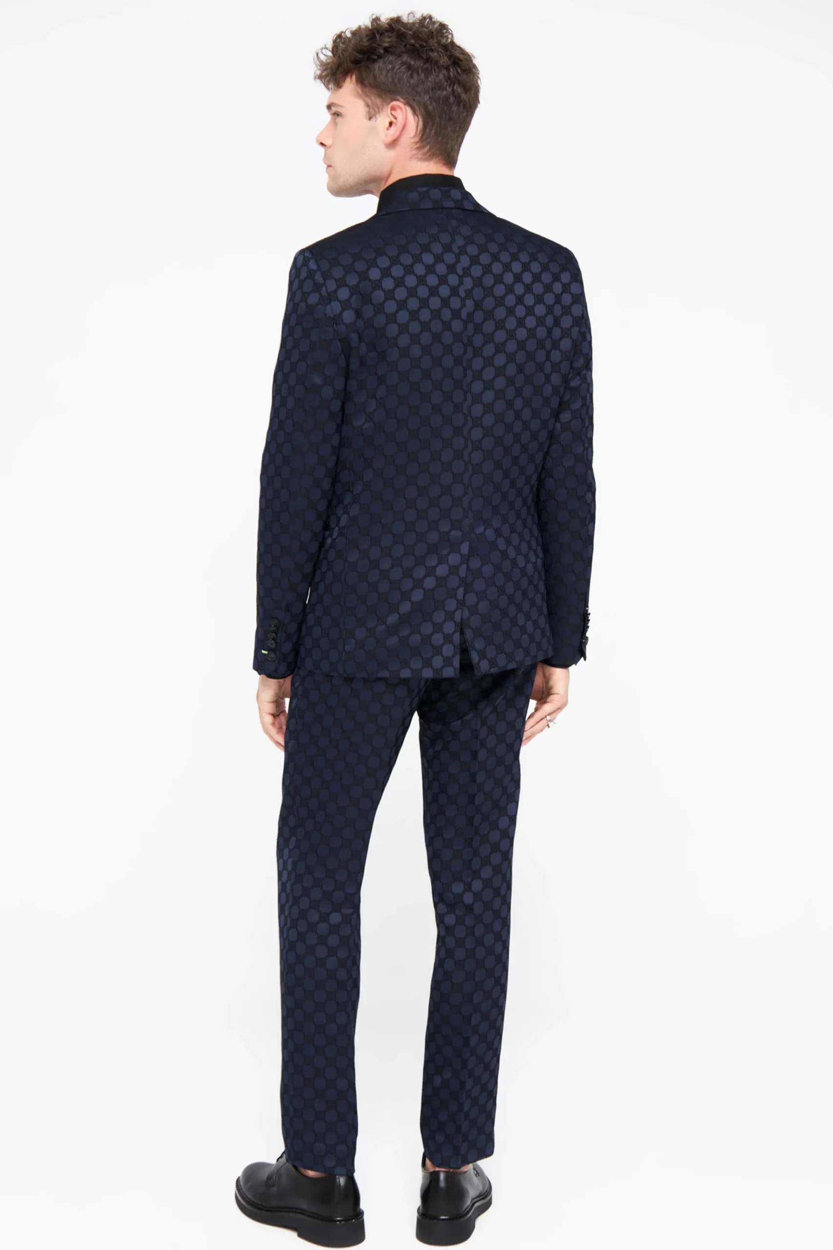 Style·Bold Prints|Occasion·Party Suits|Twisted Tailor Papatya Slim Fit Navy Jacquard Suit