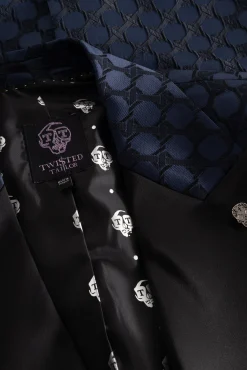 Style·Bold Prints|Occasion·Party Suits|Twisted Tailor Papatya Slim Fit Navy Jacquard Suit