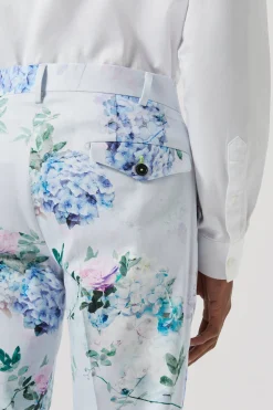 Trousers·Floral Trousers|Twisted Tailor Pickhurst Skinny Fit Blue Floral Cotton Trousers