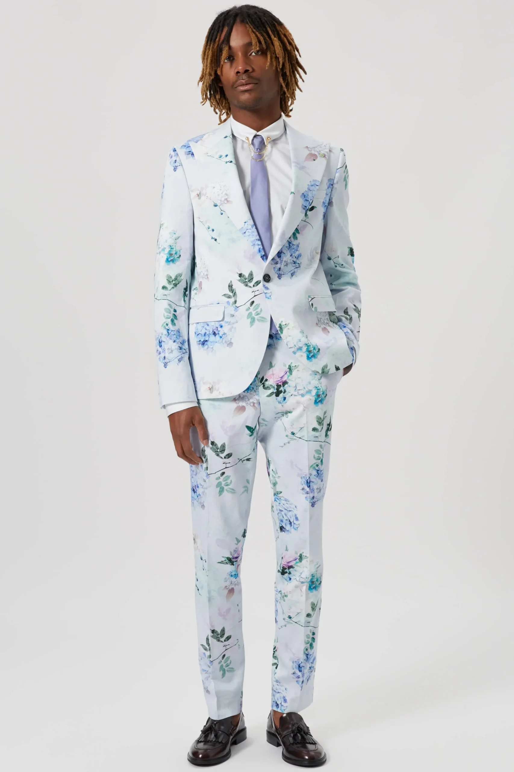 Style·Floral Suits|Style·2 Piece Suits|Twisted Tailor Pickhurst Skinny Fit Blue Floral Cotton Suit