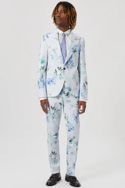 Style·Floral Suits|Style·2 Piece Suits|Twisted Tailor Pickhurst Skinny Fit Blue Floral Cotton Suit