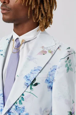 Jackets·Floral Jackets|Twisted Tailor Pickhurst Skinny Fit Blue Floral Cotton Jacket
