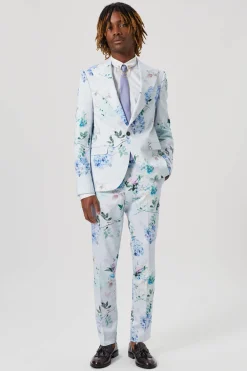 Jackets·Floral Jackets|Twisted Tailor Pickhurst Skinny Fit Blue Floral Cotton Jacket