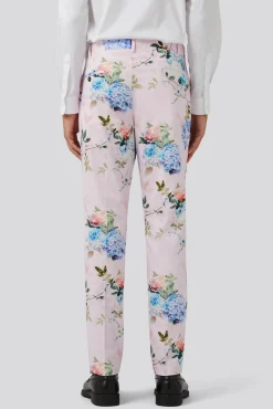 Trousers·Floral Trousers|Twisted Tailor Pickhurst Slim Fit Pink Floral Cotton Trousers