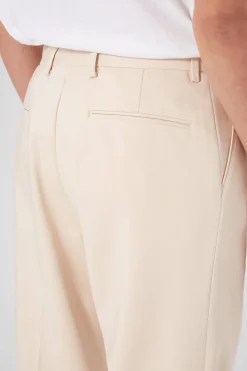 Unisex|Twisted Tailor Pierre Oversized Beige Cotton Trousers