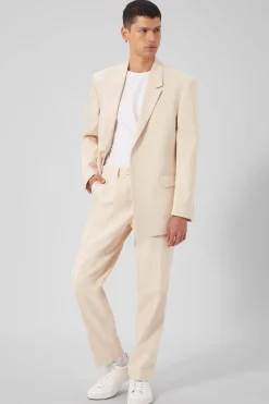 Unisex|Twisted Tailor Pierre Oversized Beige Cotton Trousers