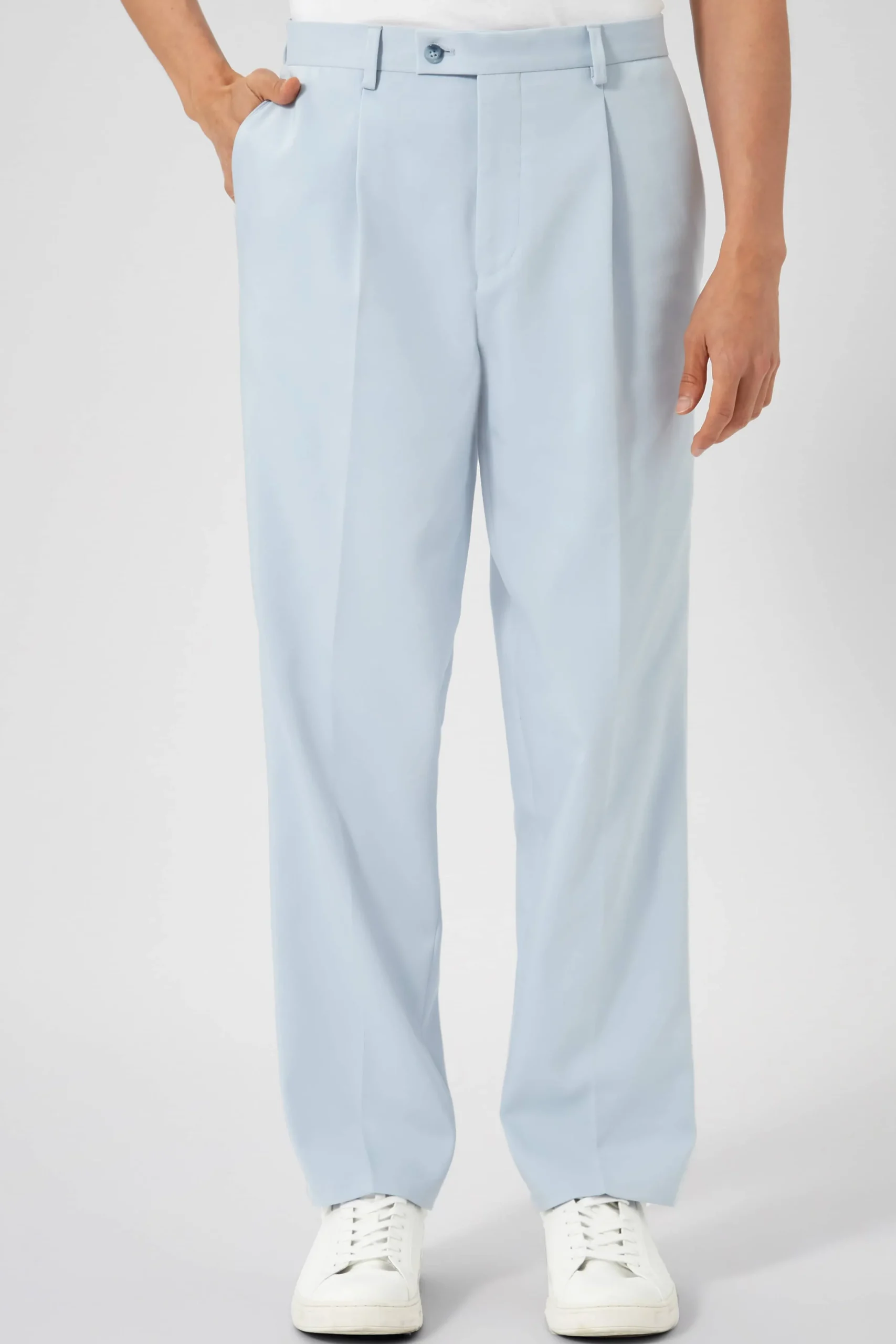 Unisex|Twisted Tailor Pierre Oversized Blue Cotton Trousers