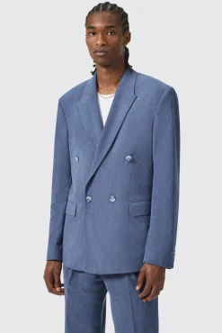 Unisex|Style·Double Breasted Suits|Twisted Tailor Pirlo Oversized Double Breasted Blue Corduroy Suit