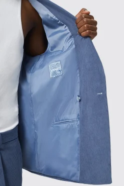Unisex|Jackets·Casual Jackets|Twisted Tailor Pirlo Oversized Double Breasted Blue Corduroy Jacket