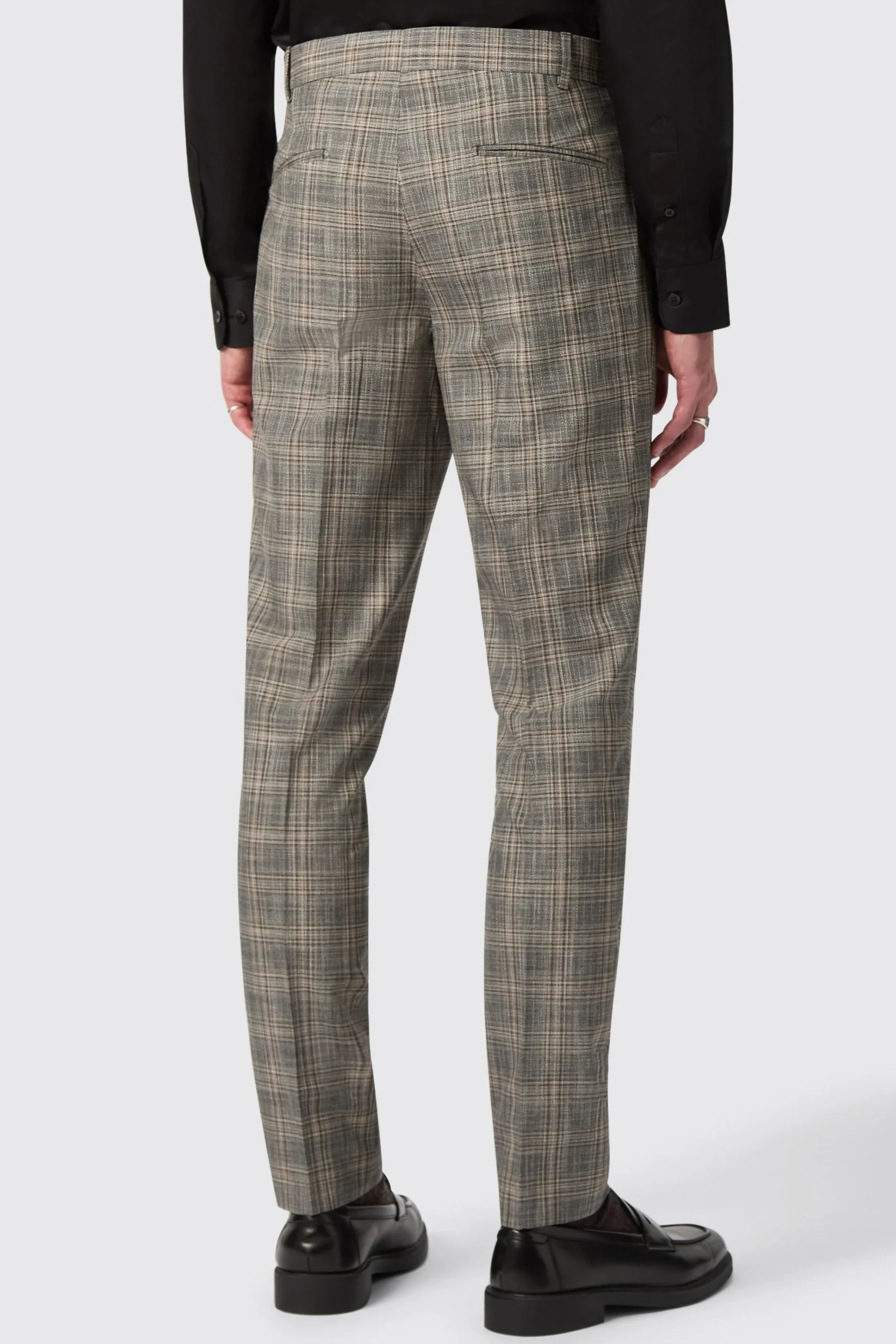 Trousers·Work Trousers|Trousers·Casual Trousers|Twisted Tailor Plunkett Slim Fit Grey Check Trousers