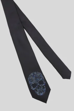 Suit Accessories·Ties|Twisted Tailor Rembrandt Black Skull Print Tie