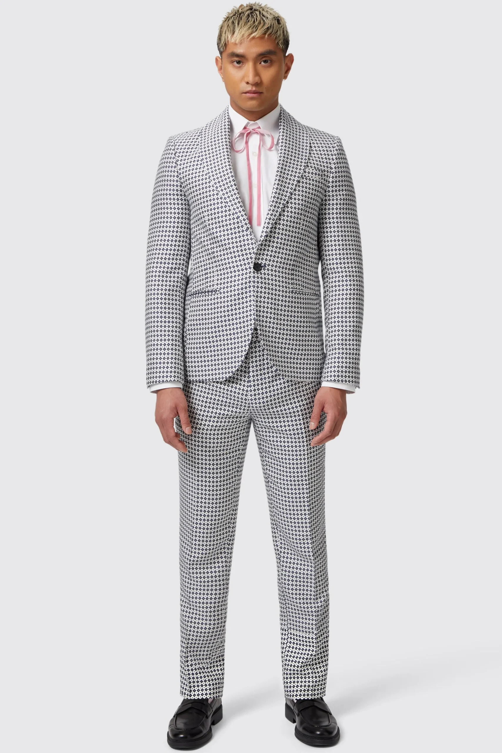 Trousers·Party Trousers|Twisted Tailor Siorek Slim Fit Navy Jacquard Trousers