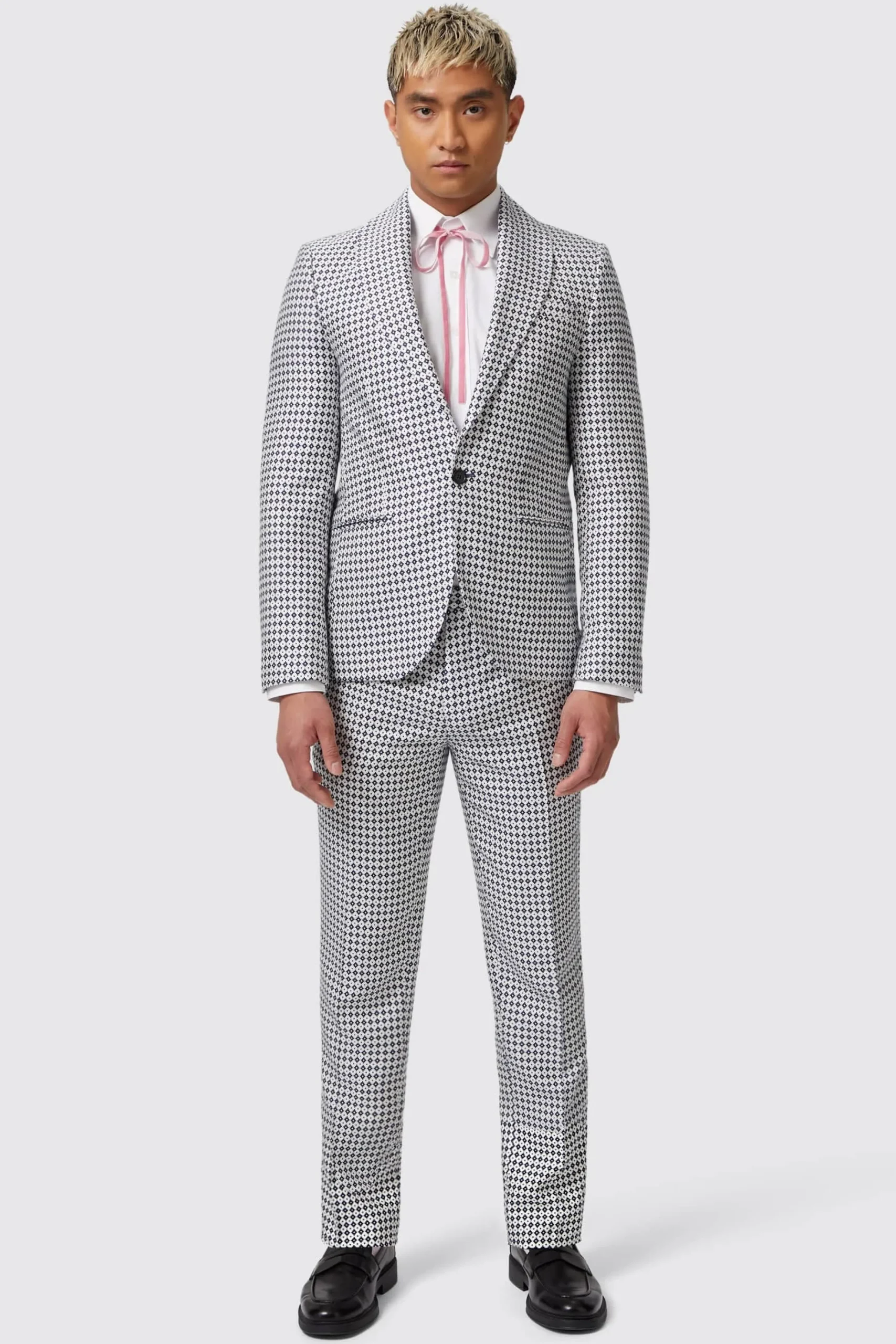 Style·Bold Prints|Occasion·Party Suits|Twisted Tailor Siorek Slim Fit Navy Jacquard Suit