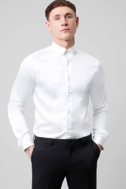 Style·Plain Shirts|Occasion·Formal Shirts|Twisted Tailor Slinky Slim Fit White Sateen Shirt