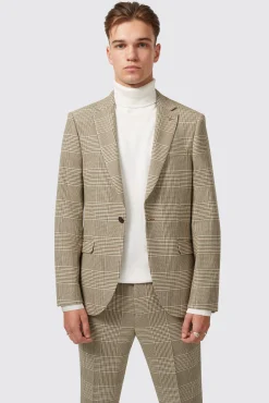 Jackets·Work Jackets|Twisted Tailor Strauss Slim Fit Neutral Check Jacket