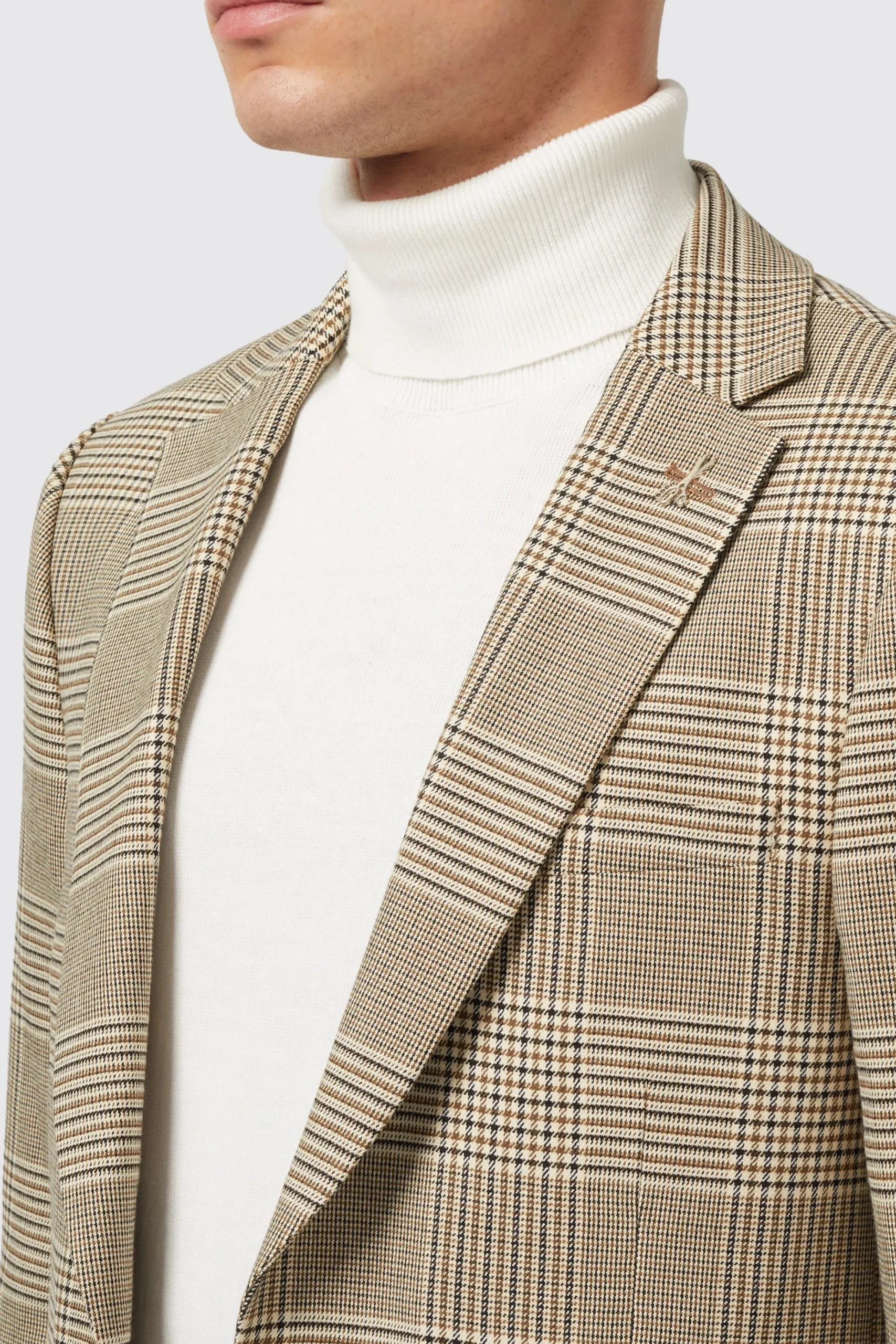 Jackets·Work Jackets|Twisted Tailor Strauss Slim Fit Neutral Check Jacket