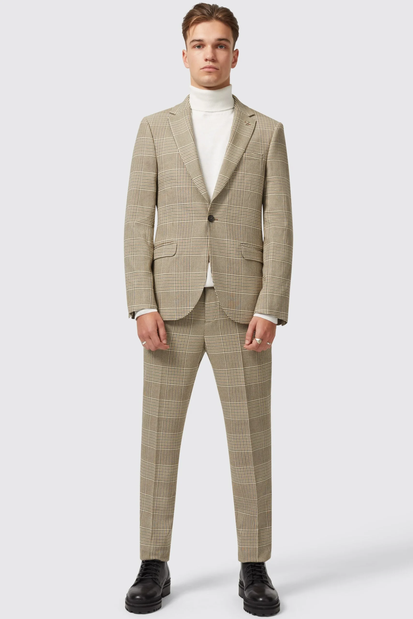 Jackets·Work Jackets|Twisted Tailor Strauss Slim Fit Neutral Check Jacket