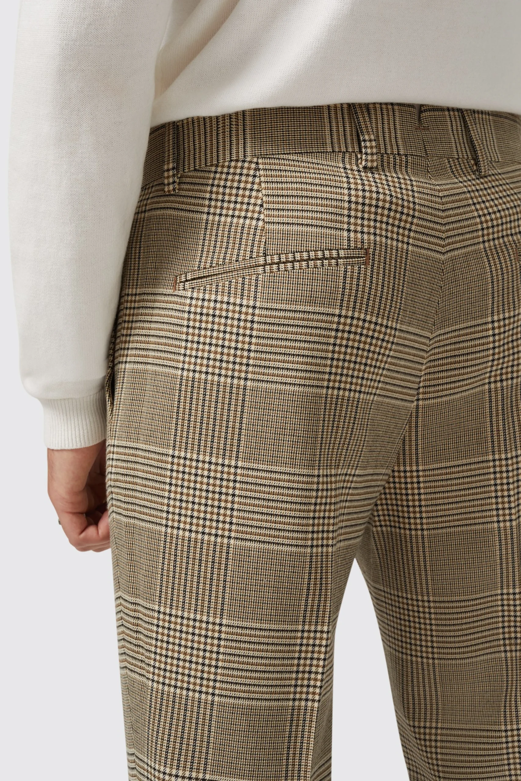 Trousers·Casual Trousers|Trousers·Work Trousers|Twisted Tailor Strauss Slim Fit Neutral Check Trouser