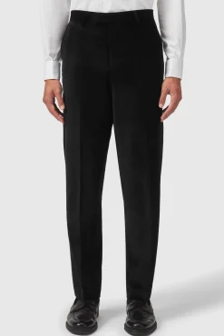 Trousers·Party Trousers|Twisted Tailor Sylvester Skinny Fit Black Velvet Tuxedo Trousers