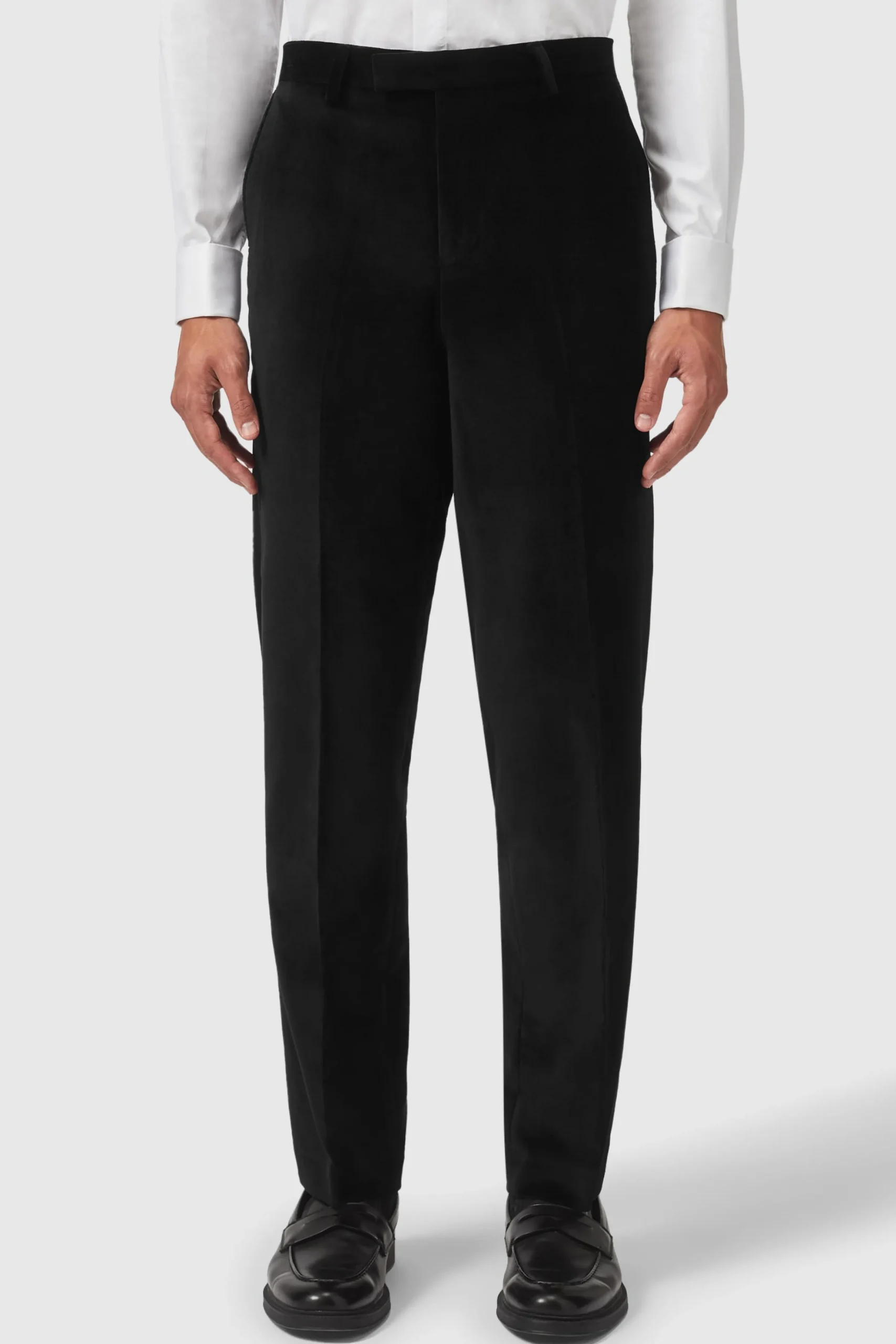 Trousers·Party Trousers|Twisted Tailor Sylvester Skinny Fit Black Velvet Tuxedo Trousers