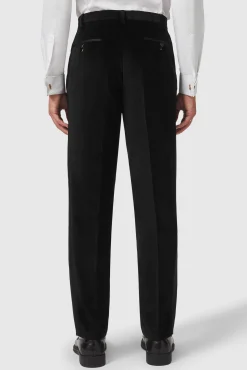 Trousers·Party Trousers|Twisted Tailor Sylvester Skinny Fit Black Velvet Tuxedo Trousers
