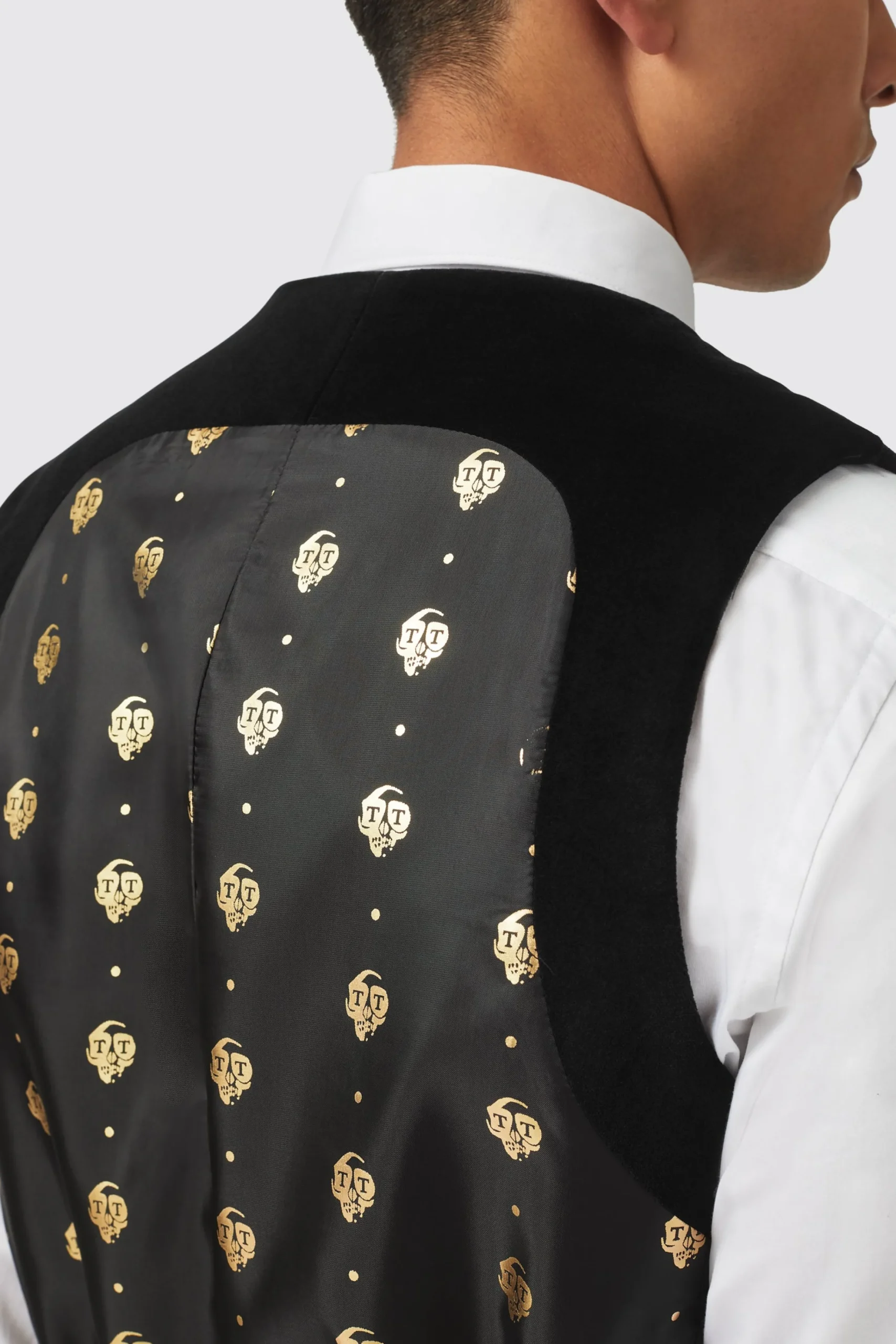 Waistcoats|Twisted Tailor Sylvester Skinny Fit Black Velvet Tuxedo Waistcoat