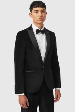 Jackets·Party Jackets|Twisted Tailor Sylvester Skinny Fit Black Velvet Tuxedo Jacket