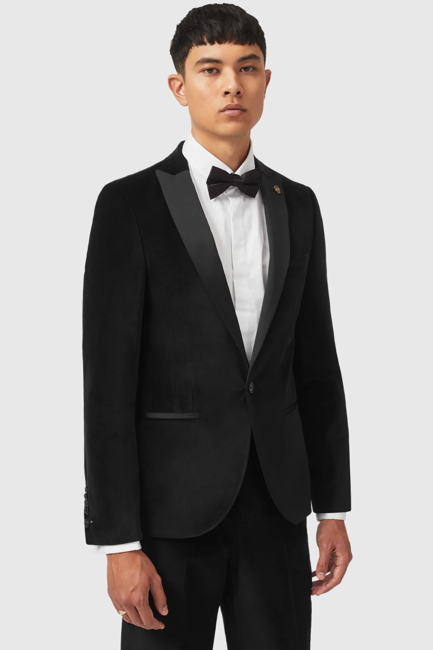 Jackets·Party Jackets|Twisted Tailor Sylvester Skinny Fit Black Velvet Tuxedo Jacket