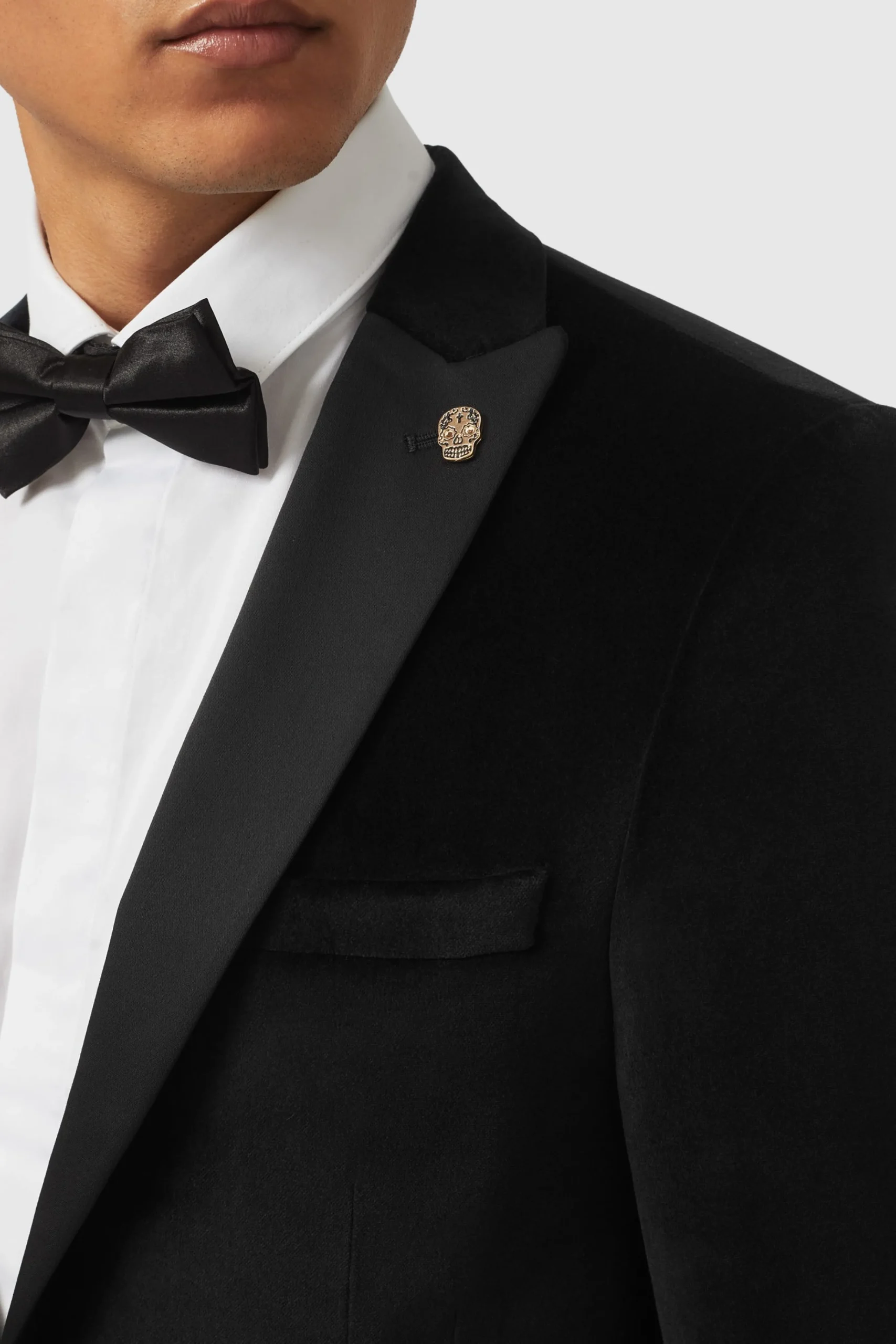 Jackets·Party Jackets|Twisted Tailor Sylvester Skinny Fit Black Velvet Tuxedo Jacket