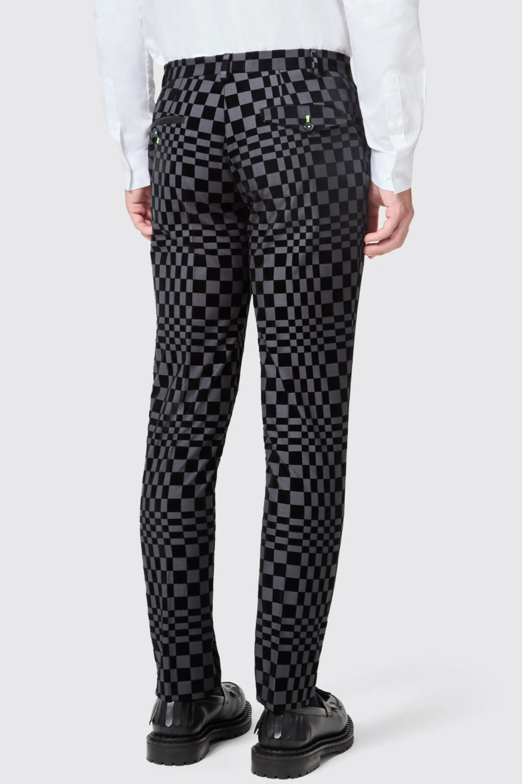 Trousers·Party Trousers|Twisted Tailor Tiber Skinny Fit Grey Check Tuxedo Trousers