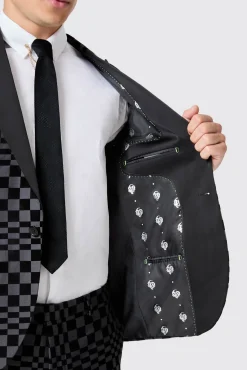 Style·2 Piece Suits|Style·Bold Prints|Twisted Tailor Tiber Skinny Fit Grey Check Tuxedo Suit
